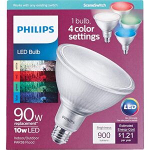 Philips LED Color Changing PAR38 Sceneswitch Light Bulb: 900-Lumens, 10-Watt (90-Watt Equivalent), E26 Medium Screw Base, 541136