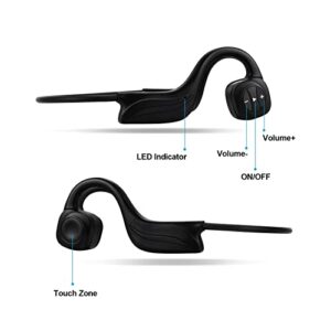 HUICCN Waterproof Bone Conduction Headphones for Swimming, IPX8 Open-Ear MP3 Player Wireless Sport Earphones Headset Built-in 8GB Flash Memory for Running, Diving Water, Gym, Spa，Black