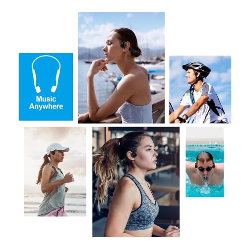 HUICCN Waterproof Bone Conduction Headphones for Swimming, IPX8 Open-Ear MP3 Player Wireless Sport Earphones Headset Built-in 8GB Flash Memory for Running, Diving Water, Gym, Spa，Black