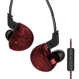 linsoul kz zs10 5 drivers in ear monitors high resolution earphones/earbuds with detachable cable (with mic, red)