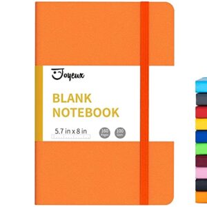 joyeux blank journal notebook, a5, 160 pages 100 gsm thick sketch books hardcover journal for writing, 5.7 inches x 8 inches notebooks for work (orange)