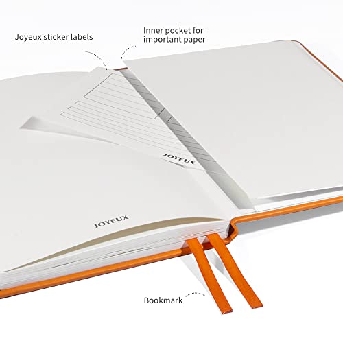 JOYEUX Blank Journal Notebook, A5, 160 Pages 100 Gsm Thick Sketch Books Hardcover Journal for Writing, 5.7 inches x 8 inches Notebooks for Work (Orange)