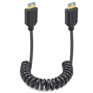 dutttek 8k mini hdmi to mini hdmi coiled cable, 48gbps mini hdmi 2.1 cable, extreme slim/thin mini hdmi male to male coiled cable, for tv box or disk player 1.2m