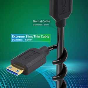 Dutttek 8K Mini HDMI to Mini HDMI Coiled Cable, 48Gbps Mini HDMI 2.1 Cable, Extreme Slim/Thin Mini hdmi Male to Male Coiled Cable, for TV Box or Disk Player 1.2M