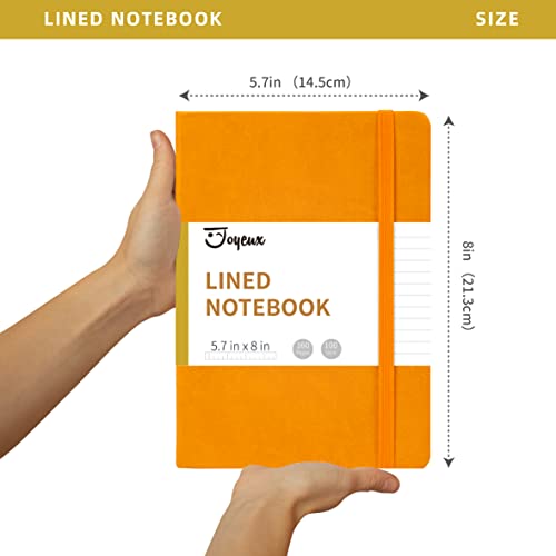 JOYEUX Lined Journal Notebook, 160 Pages Hardcover Journal for Writing, Medium 5.7 inches x 8 inches Notebooks - 100 Gsm Thick A5 Paper (Orange)