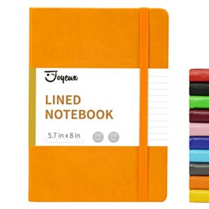 joyeux lined journal notebook, 160 pages hardcover journal for writing, medium 5.7 inches x 8 inches notebooks – 100 gsm thick a5 paper (orange)