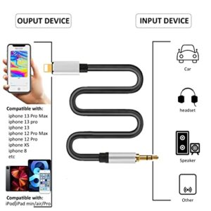 2-in-1 Audio Cable-iOS Port to 3.5mm Plug Cable and Female 3.5mm aux-in to RCA Stereo Adapter Cord Compatible with iPhone/iPod/iPad to Headphone, Car, Speaker, Amplifier, Home Theater etc.(5.9ft)