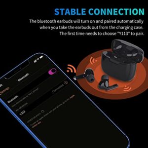 Hksany Wireless Earbuds Bluetooth 5.0 Headphones Noise Canceling Ear Buds Earphone with Charging Case 3D Stereo Auto Pairing Black