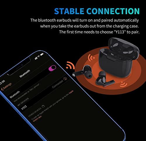 Hksany Wireless Earbuds Bluetooth 5.0 Headphones Noise Canceling Ear Buds Earphone with Charging Case 3D Stereo Auto Pairing Black