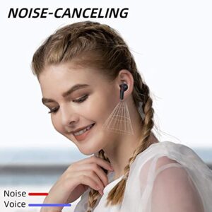 Hksany Wireless Earbuds Bluetooth 5.0 Headphones Noise Canceling Ear Buds Earphone with Charging Case 3D Stereo Auto Pairing Black