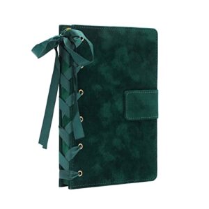 superbowell velvet journal notebook,college ruled / lined journal,writing journals for women and grils,magnet closure,gold edges,100gsm thick paper,a5 hardcover notebook 5.9 x8.6 inches,256 pages.(green)