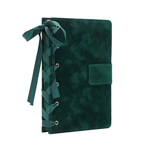 SuperBowell Velvet Journal Notebook,College Ruled / Lined Journal,Writing Journals for women and Grils,Magnet Closure,Gold Edges,100GSM Thick Paper,A5 Hardcover Notebook 5.9 X8.6 Inches,256 Pages.(Green)