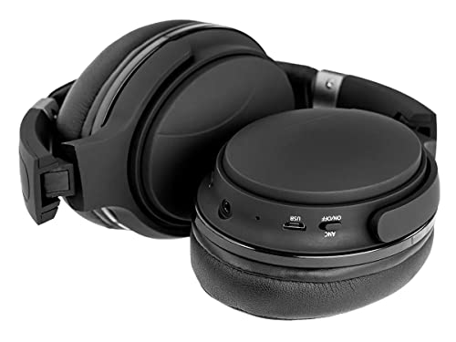 Monoprice BT-250ANC Bluetooth Wireless Over Ear Headphones with Active Noise Cancelling (ANC) Lightweight and Comfortable, 2‑Hour Charge Time