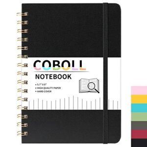 ruled notebook/journal – notebooks with hardcover and premium thick paper, 8″ x 5.7″ (exclusive of spirals), college ruled spiral notebook/journal, strong twin-wire binding, back pocket, black