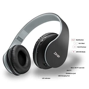 2 Items,1 Black Red Zihnic Over-Ear Wireless Headset Bundle with 1 Black Gray Zihnic Foldable Wireless Headset