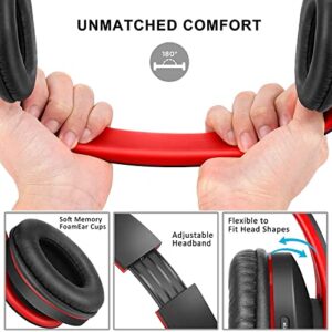 2 Items,1 Black Red Zihnic Over-Ear Wireless Headset Bundle with 1 Black Gray Zihnic Foldable Wireless Headset