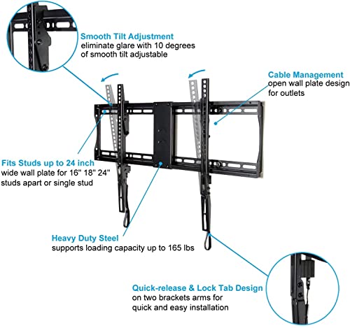 VideoSecu Mounts Tilt TV Wall Mount Bracket for Most 23"- 85" LCD UHD LED Plasma TV with 75X75 100x100 400x400 684x400 700x400mm, with Magnetic Stud Finder and HDMI Cable MF609B BXM