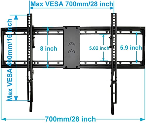 VideoSecu Mounts Tilt TV Wall Mount Bracket for Most 23"- 85" LCD UHD LED Plasma TV with 75X75 100x100 400x400 684x400 700x400mm, with Magnetic Stud Finder and HDMI Cable MF609B BXM