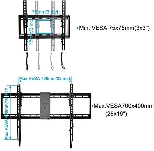 VideoSecu Mounts Tilt TV Wall Mount Bracket for Most 23"- 85" LCD UHD LED Plasma TV with 75X75 100x100 400x400 684x400 700x400mm, with Magnetic Stud Finder and HDMI Cable MF609B BXM