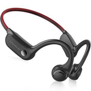 celsussound pinetree open ear air conduction headphones, bluetooth 5.2 wireless running headphones 8 hours playtime hifi stereo sweatproof sports headset with mic for driving, hiking, cycling (red)