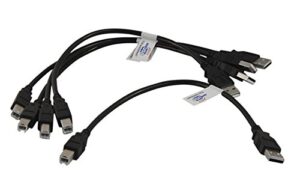 5 pack of your cable store black 1 foot usb 2.0 male a to male b printer/scanner cables