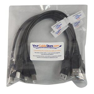 5 Pack of Your Cable Store Black 1 Foot USB 2.0 Male A to Male B Printer/Scanner Cables