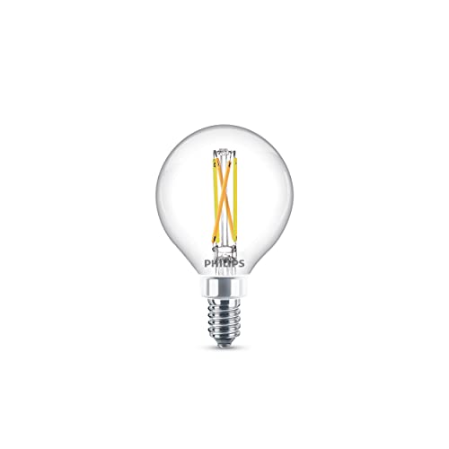 Philips LED Ultra Definition G16.5 Glass Light Bulb, EyeComfort Technology, Dimmable, 350 Lumen, Soft White Light (2700K), 3.5W=40W, E12 Base, 2-Pack (573303)