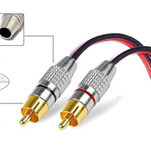 RCA Connector to Speaker Wire Adapter, Csk 2PCS Speaker Cable Bare Wire to RCA Male Plug Adapter Audio Open End for Amplifiers Speaker(3ft)