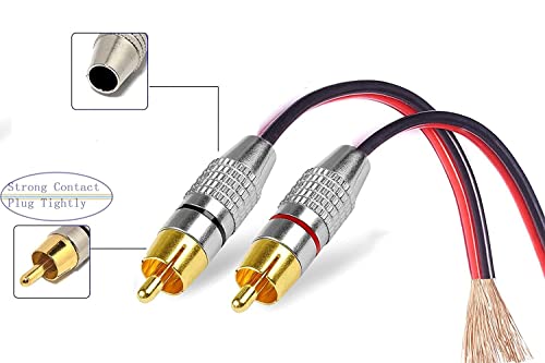 RCA Connector to Speaker Wire Adapter, Csk 2PCS Speaker Cable Bare Wire to RCA Male Plug Adapter Audio Open End for Amplifiers Speaker(3ft)