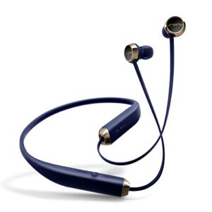 sol republic shadow bluetooth wireless noise cancelling neckband headphones, navy/gold