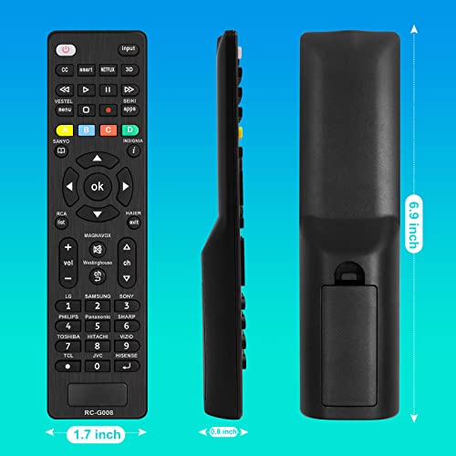 2 PCS Universal IR TV Remote Control for TCL, LG, Hisense,Samsung, Philips, Vizio, Sharp, Sony, Panasonic, Sanyo, Insignia, Toshiba and Other Brands Smart TV with Netflix 3D Shortcut Buttons No Voice