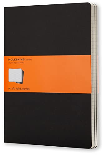 Moleskine Cahier Journal, Soft Cover, XL (7.5" x 9.5") Ruled/Lined, Black, 120 Pages (Set of 3)