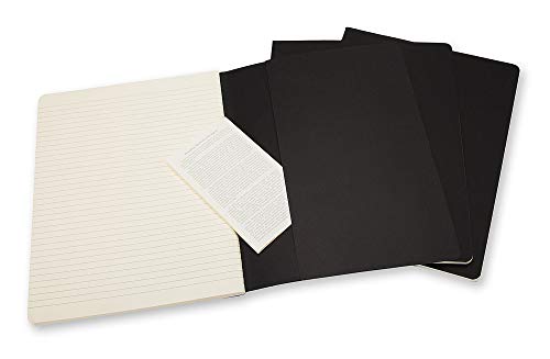 Moleskine Cahier Journal, Soft Cover, XL (7.5" x 9.5") Ruled/Lined, Black, 120 Pages (Set of 3)