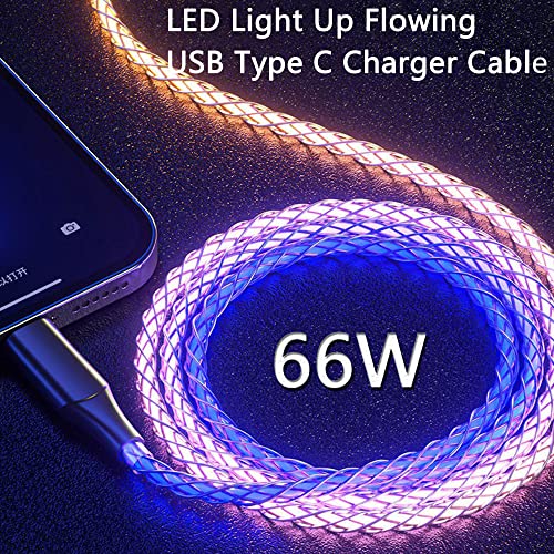 GELRHONR Glowing USB C to USB C Cable,3ft 66W Aluminum Shell Fast Charging Wire LED RGB Light Gradual USB C to Type C Cord for Smart Phones and All Type C Device(Colorful)
