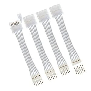 litcessory 6-pin to cut-end extension connector for philips hue lightstrip plus (2in, 4 pack, white – standard 6-pin v3)