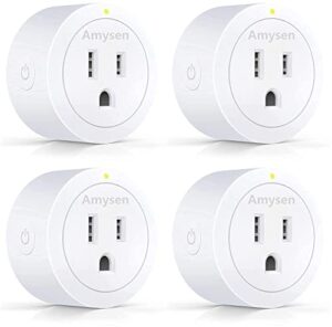 amysen smart plug, wi-fi outlet socket works with alexa and google home, remote control with timer function, no hub required, etl fcc listed (4 pack)