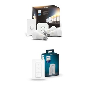 philips hue white ambiance 75w 1100lm smart button starter kit + dimmer switch