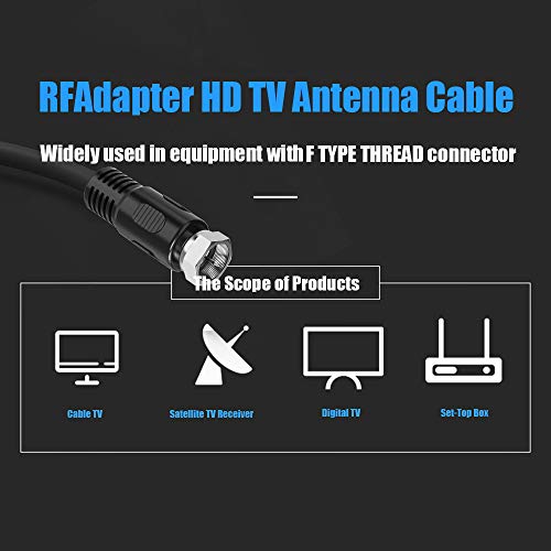 Coaxial Cable 1ft, Short Coax Cable 1 Foot, 0.3m 2-Pack with Right Angle Connectors, Black 75 Ohm Shield Digital RG6 Cables with F-Male Connectors for TV Antenna DVR Satellite