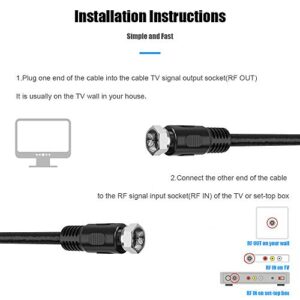 Coaxial Cable 1ft, Short Coax Cable 1 Foot, 0.3m 2-Pack with Right Angle Connectors, Black 75 Ohm Shield Digital RG6 Cables with F-Male Connectors for TV Antenna DVR Satellite
