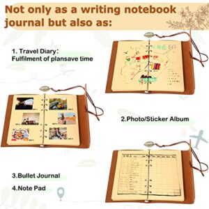 5 Pieces Journal Notebook Travel Refillable Leather Journal Diary Leather Writing Journal Notebook Travel Notebook Travel Journal for Men Women with Blank Pages and Retro Pendants, 7 x 5 inches