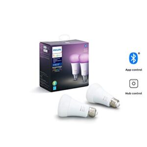 Philips Hue White and Color Ambiance 2-Pack A19 LED Smart Bulb & Smart Hub (Compatible with Alexa Apple HomeKit and Google Assistant), White Ambiance, Hue Hub