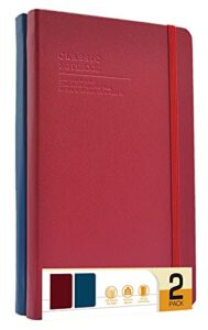 hardcover classic notebook, 2 pack, journal, total 240 sheets/480 pages, perfect notebooks for work, travel, college, business