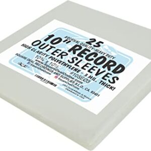 25 Plastic Outer Sleeves for 10" Vinyl Records #10SE03 - High Clarity - Protect The Record Jacket & Protect Against Dust! 3 MIL Thick! (Albums/Outersleeves)