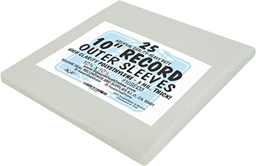 25 Plastic Outer Sleeves for 10" Vinyl Records #10SE03 - High Clarity - Protect The Record Jacket & Protect Against Dust! 3 MIL Thick! (Albums/Outersleeves)