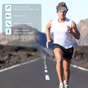 BGJOY Music Headband Running Headphones Sport Sweatband with Wireless Headphone Headset Speaker Mic Handsfree Music Call Sport Headbands Earphones Headsets for Workout Yoga Sleeping