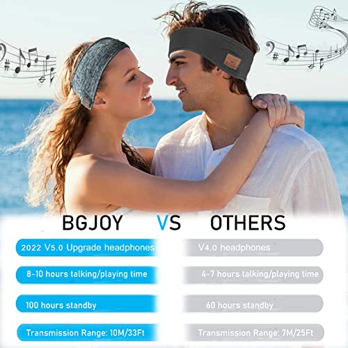 BGJOY Music Headband Running Headphones Sport Sweatband with Wireless Headphone Headset Speaker Mic Handsfree Music Call Sport Headbands Earphones Headsets for Workout Yoga Sleeping