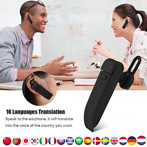 Multi-Language Translator Bluetooth Wireless Earphone Portable Business Headphone 16 Languages Translation Earphone -Black