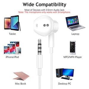 Wired Earbuds for Samsung Galaxy A14 A23 S10 S9, ACAGET 3.5mm Wired Headphones Noise Cancelling Earphone Magnetic Headset Mic & Volume Control with Carrying Case for iPhone 6s 6 5S OnePlus 6T 5T White