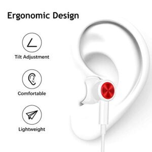 Wired Earbuds for Samsung Galaxy A14 A23 S10 S9, ACAGET 3.5mm Wired Headphones Noise Cancelling Earphone Magnetic Headset Mic & Volume Control with Carrying Case for iPhone 6s 6 5S OnePlus 6T 5T White