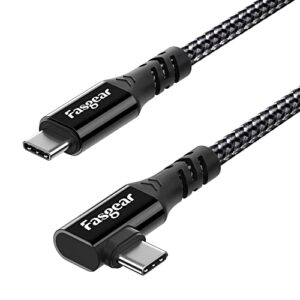 fasgear usb c to type c 3.2 gen 2×2 cable 3ft,90 degree 20gbps 100w charging braided 4k video monitors cord compatible for [thunderbolt 3/4] m1 macbook pro,ipad pro,dell laptops,samsung galaxy (black)